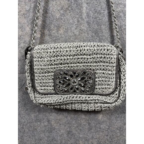 BRIGHTON ANJU JEWELED Sequins Crystals Small CROCHETED Purse Bag w/ Dust Bag - Picture 3 of 13